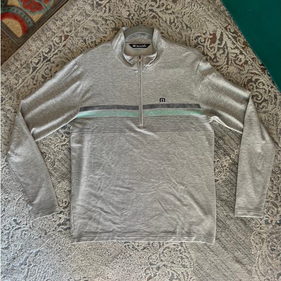 TravisMathew Grey Eco Collection Twist Lime 1/4 Zip Pullover Medium - Picture 4 of 11